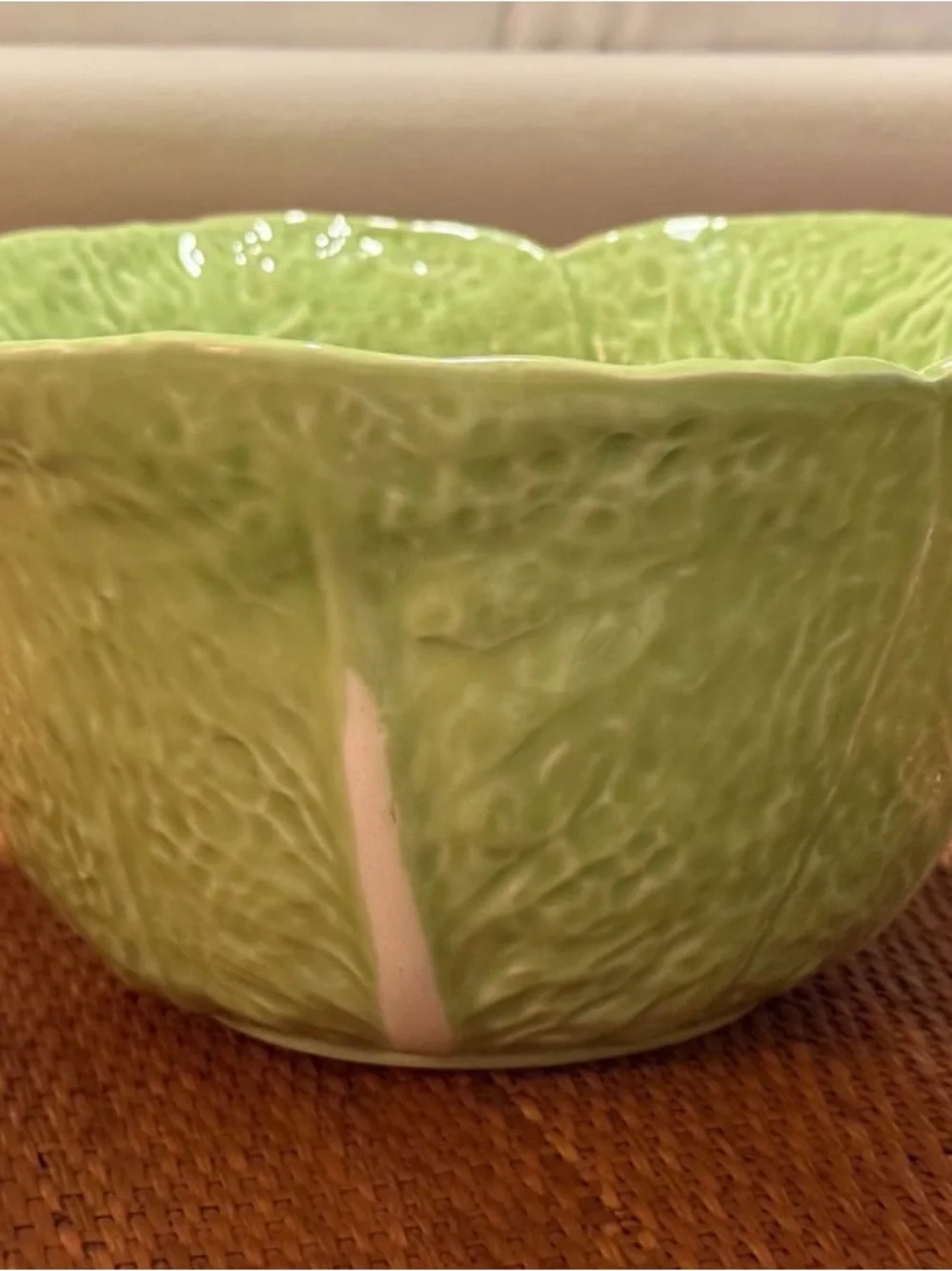 Green Ceramic Scalloped Cabbage Bowl